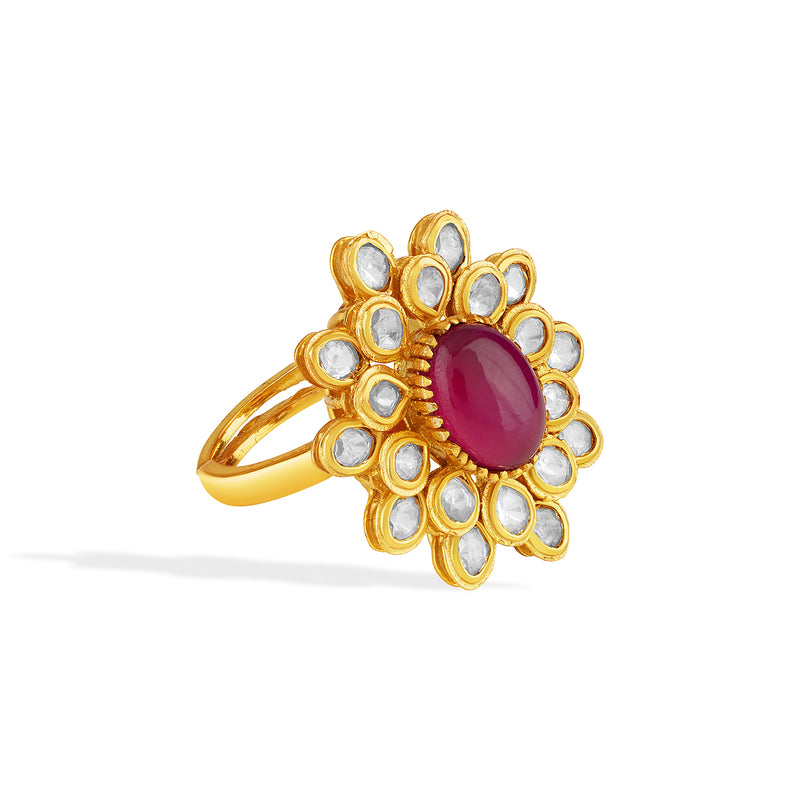 The Crimson Moissanite Halo